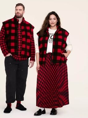 Target x Woolrich Buffalo Plaid Vest Faux Shearling Full Zip XXL